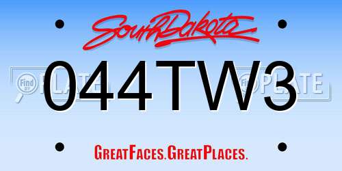 044TW3 South Dakota License Plate
