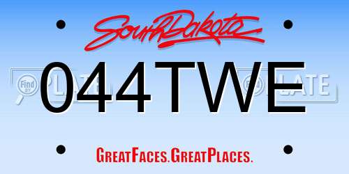 044TWE South Dakota License Plate