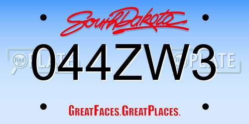 044ZW3 South Dakota License Plate