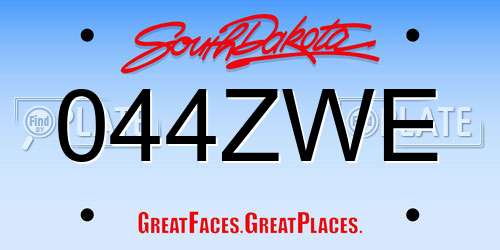 044ZWE South Dakota License Plate