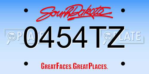 0454TZ South Dakota License Plate