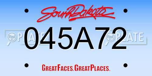 045A72 South Dakota License Plate
