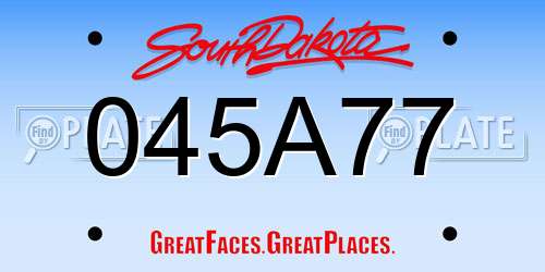 045A77 South Dakota License Plate
