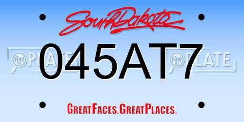 045AT7 South Dakota License Plate