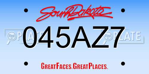 045AZ7 South Dakota License Plate