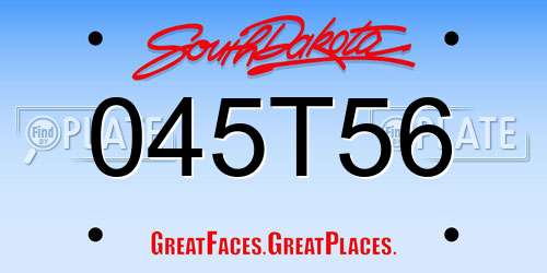 045T56 South Dakota License Plate