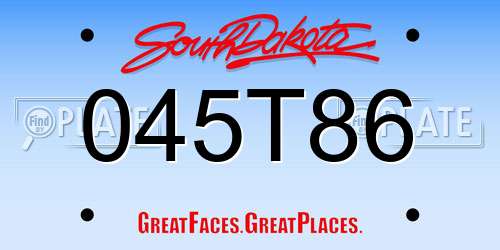 045T86 South Dakota License Plate