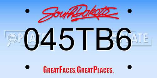 045TB6 South Dakota License Plate