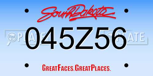 045Z56 South Dakota License Plate
