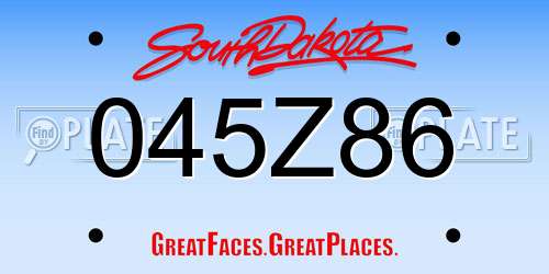045Z86 South Dakota License Plate