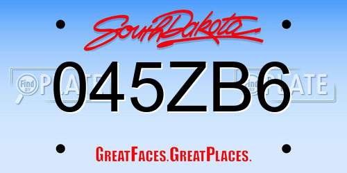 045ZB6 South Dakota License Plate