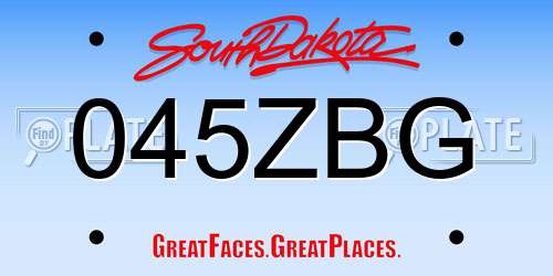 045ZBG South Dakota License Plate