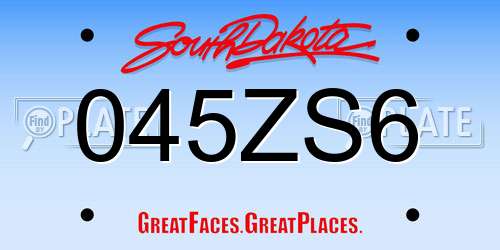 045ZS6 South Dakota License Plate