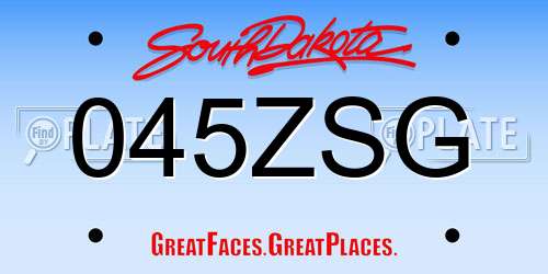 045ZSG South Dakota License Plate
