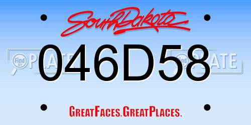 046D58 South Dakota License Plate