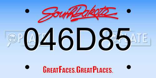 046D85 South Dakota License Plate
