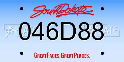 046D88 South Dakota License Plate