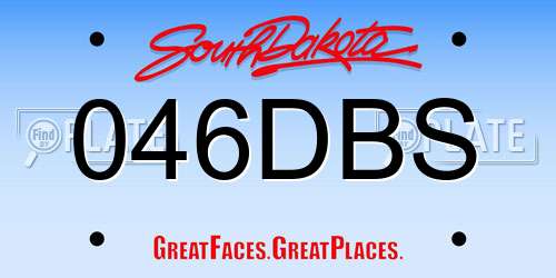 046DBS South Dakota License Plate