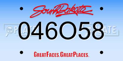 046O58 South Dakota License Plate