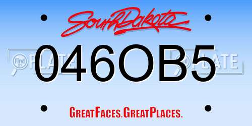 046OB5 South Dakota License Plate