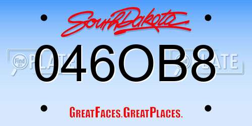 046OB8 South Dakota License Plate