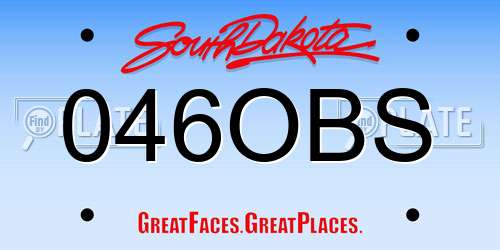 046OBS South Dakota License Plate