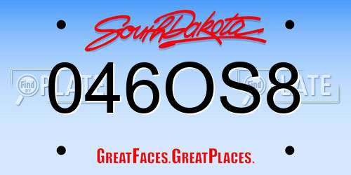 046OS8 South Dakota License Plate