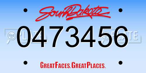 0473456 South Dakota License Plate