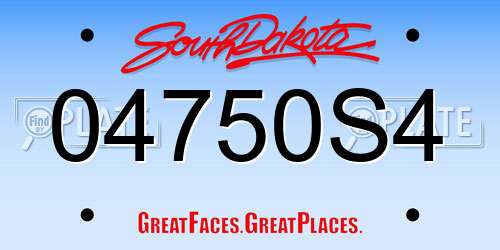 04750S4 South Dakota License Plate