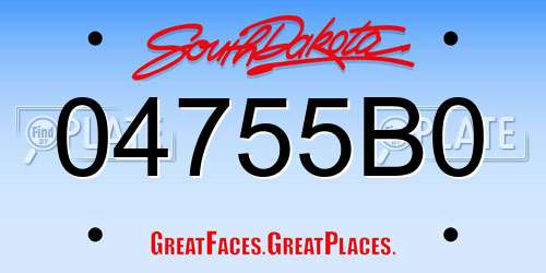 04755B0 South Dakota License Plate