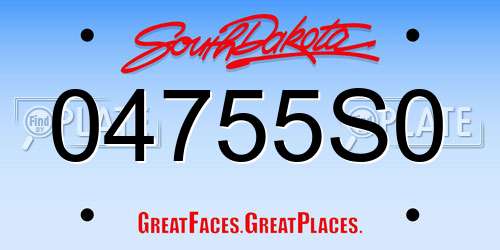 04755S0 South Dakota License Plate