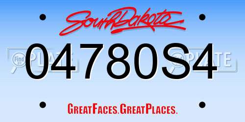 04780S4 South Dakota License Plate