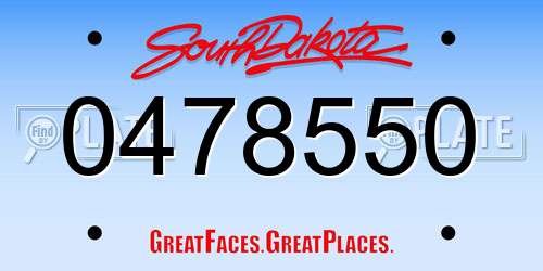 0478550 South Dakota License Plate