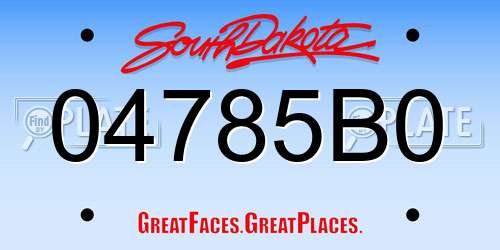 04785B0 South Dakota License Plate