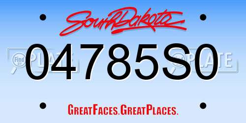 04785S0 South Dakota License Plate