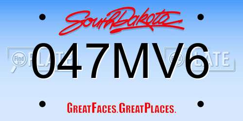 047MV6 South Dakota License Plate