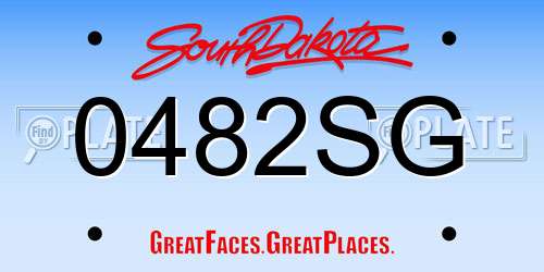 0482SG South Dakota License Plate