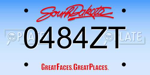 0484ZT South Dakota License Plate