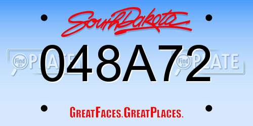 048A72 South Dakota License Plate