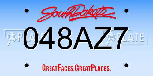 048AZ7 South Dakota License Plate