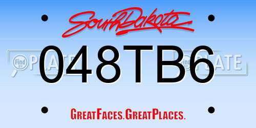 048TB6 South Dakota License Plate