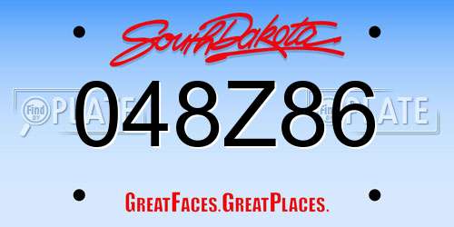 048Z86 South Dakota License Plate