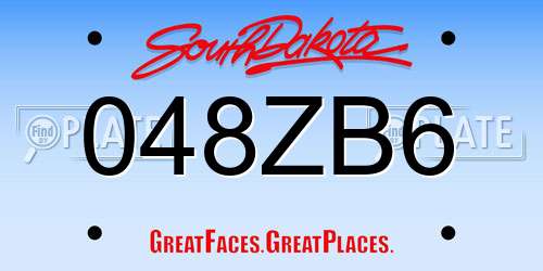048ZB6 South Dakota License Plate