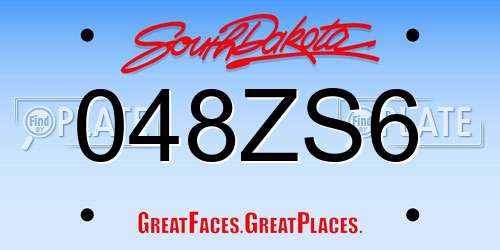 048ZS6 South Dakota License Plate
