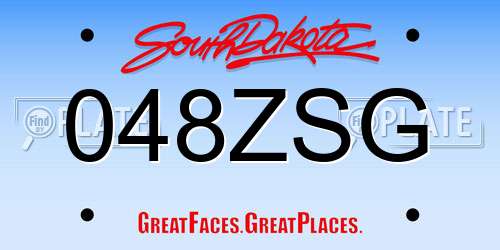048ZSG South Dakota License Plate