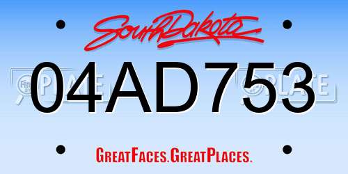 04AD753 South Dakota License Plate