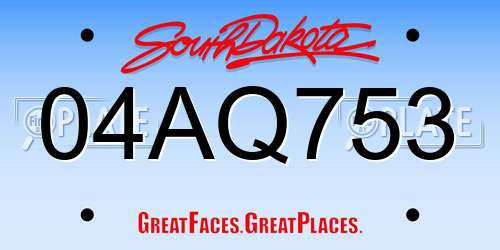 04AQ753 South Dakota License Plate