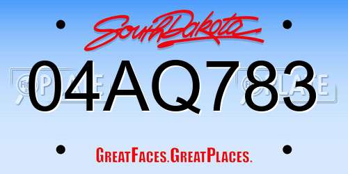 04AQ783 South Dakota License Plate