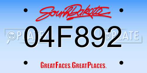 04F892 South Dakota License Plate