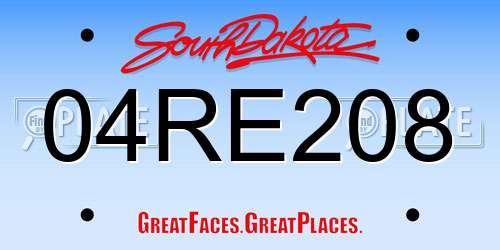 04RE208 South Dakota License Plate